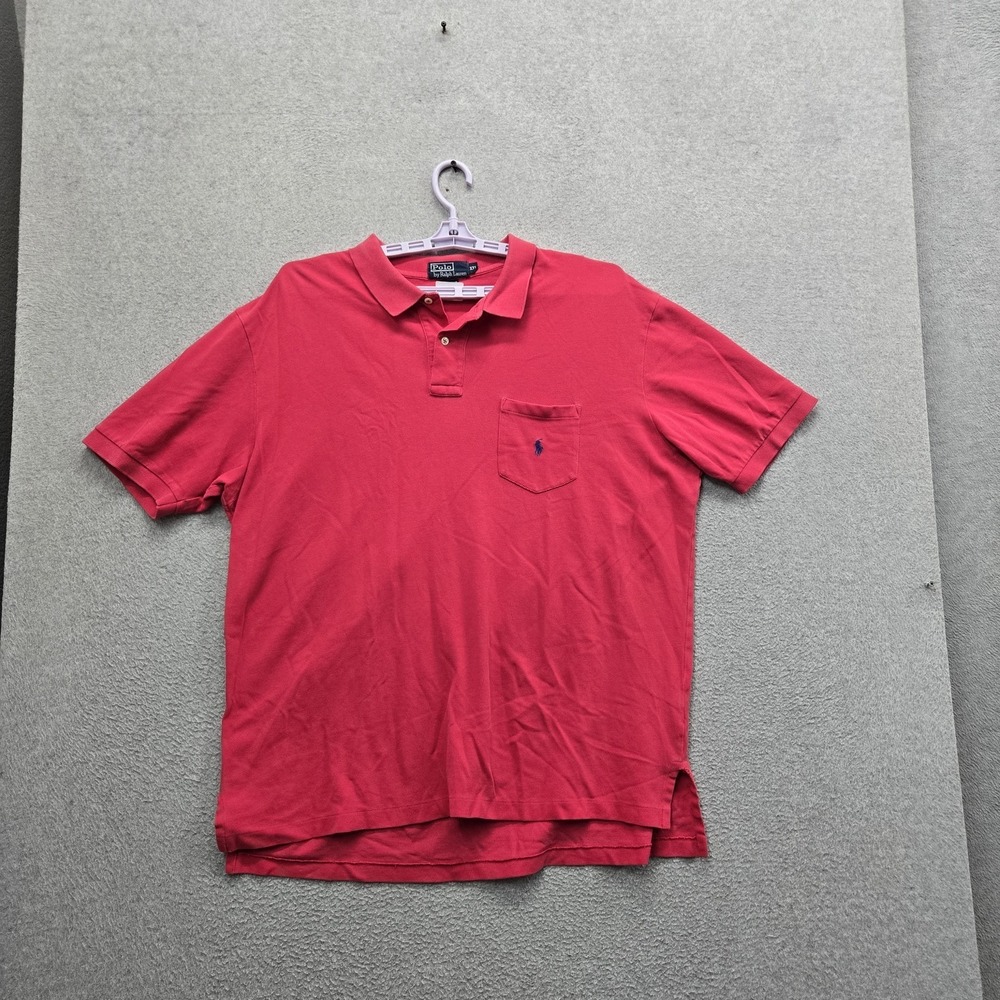 Polo By Ralph Lauren Men Polo XXL Red Embroidered Pony Button Logo Short Sleeve